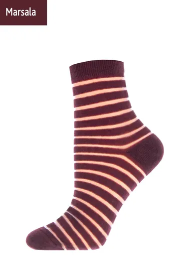 Носки женские классические в полоску WSM-002 Giulia (marsala)