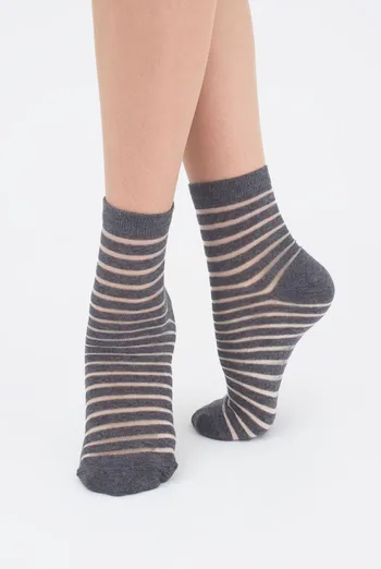 Носки женские классические в полоску WSM-002 Giulia (grey melange)