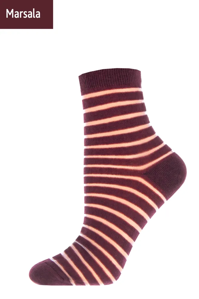 Носки женские классические в полоску WSM-002 Giulia (marsala)