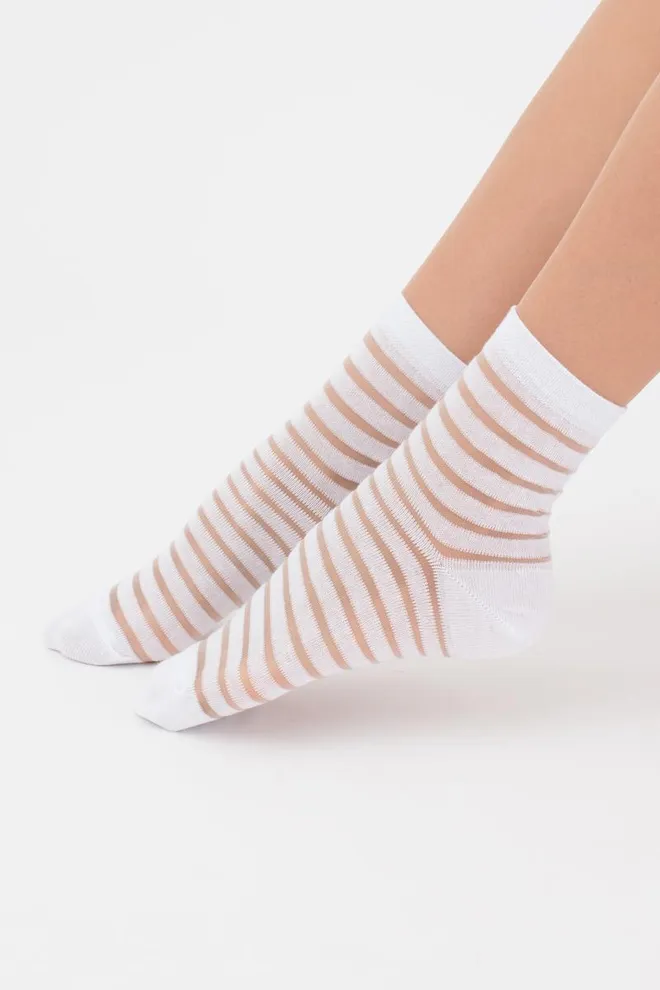 Носки женские классические в полоску WSM-002 Giulia (bianco), белый