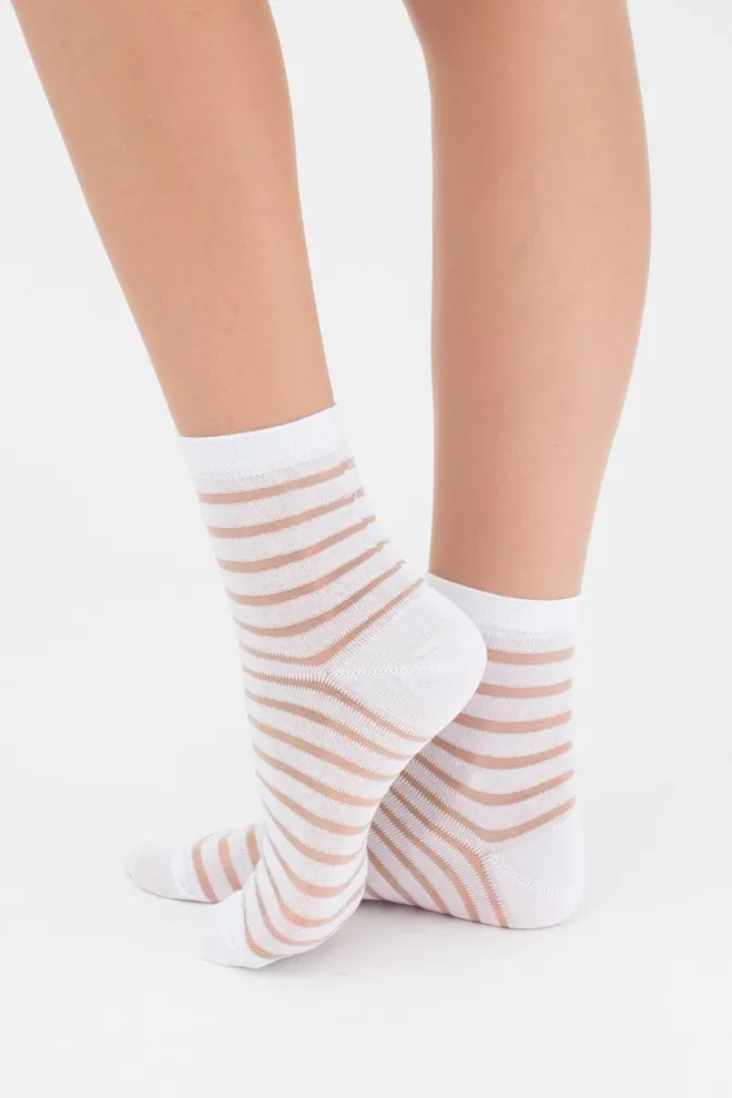 Носки женские классические в полоску WSM-002 Giulia (bianco), белый