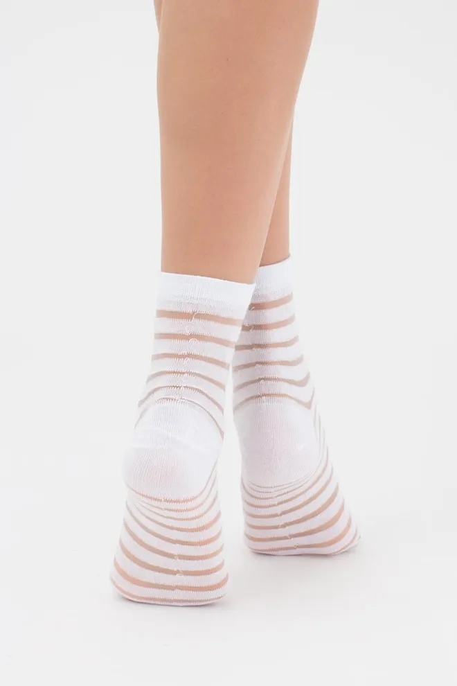 Носки женские классические в полоску WSM-002 Giulia (bianco), белый