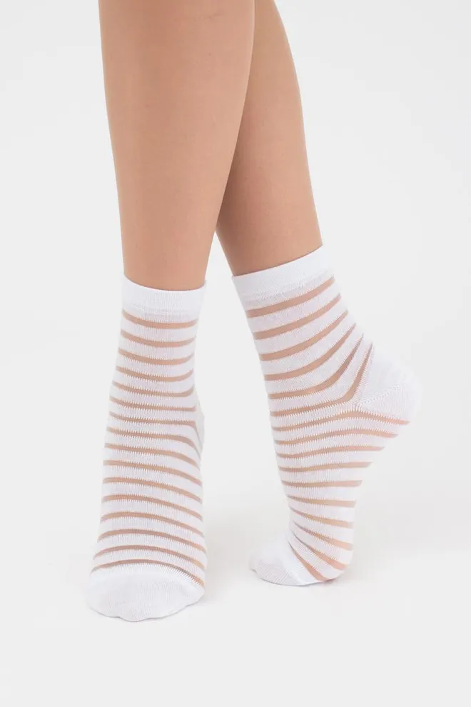 Носки женские классические в полоску WSM-002 Giulia (bianco), белый