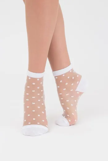 Классические женские носки прозрачные в горошек WSM-004 Giulia (bianco) Классические женские носки прозрачные в горошек WSM-004 Giulia (bianco)