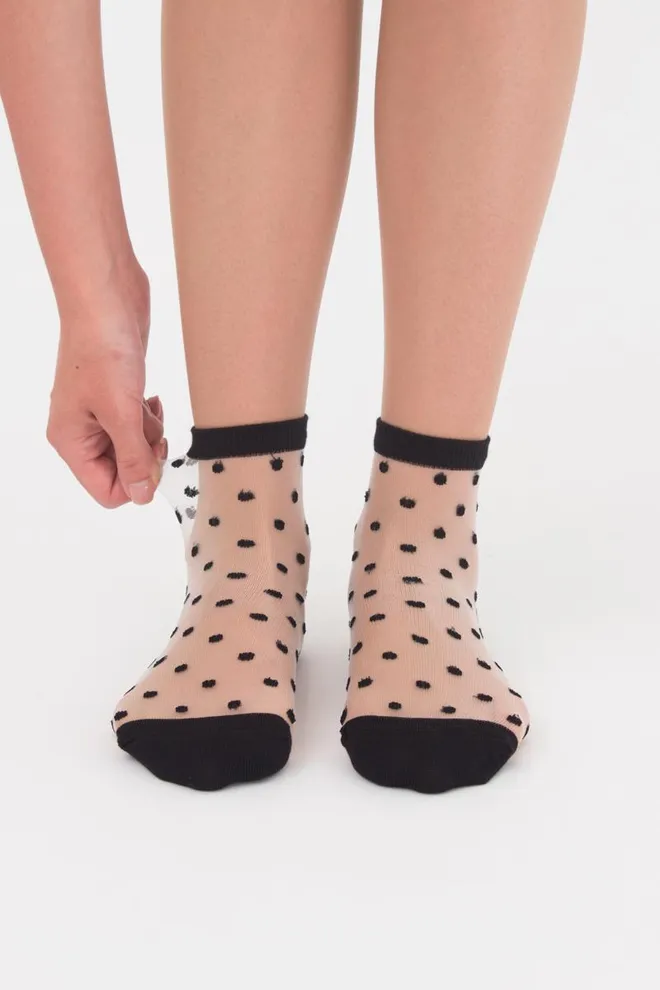 Классические женские носки прозрачные в горошек WSM-004 Giulia (nero)