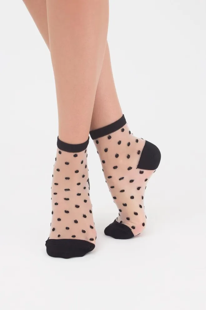 Классические женские носки прозрачные в горошек WSM-004 Giulia (nero)