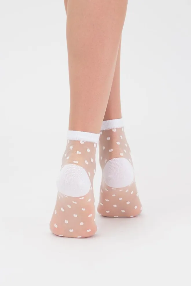 Классические женские носки прозрачные в горошек WSM-004 Giulia (bianco)