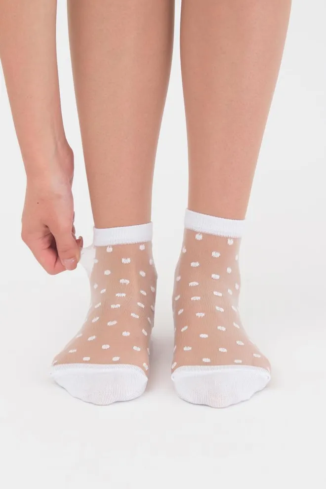 Классические женские носки прозрачные в горошек WSM-004 Giulia (bianco)