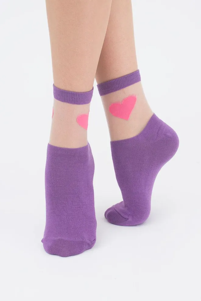 Носки женские классические с сердцами WSM-013 Giulia (lavander)