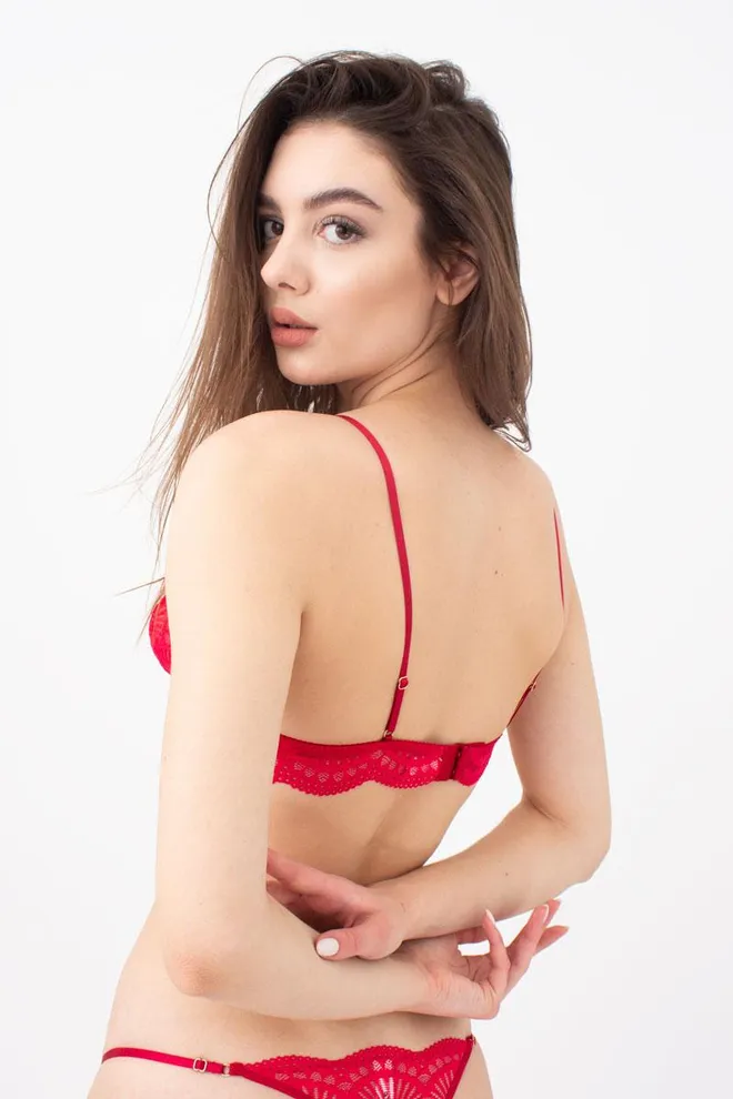 Кружевной бюстгальтер бралетт Xmas lace 1607/71 Giulia (red)