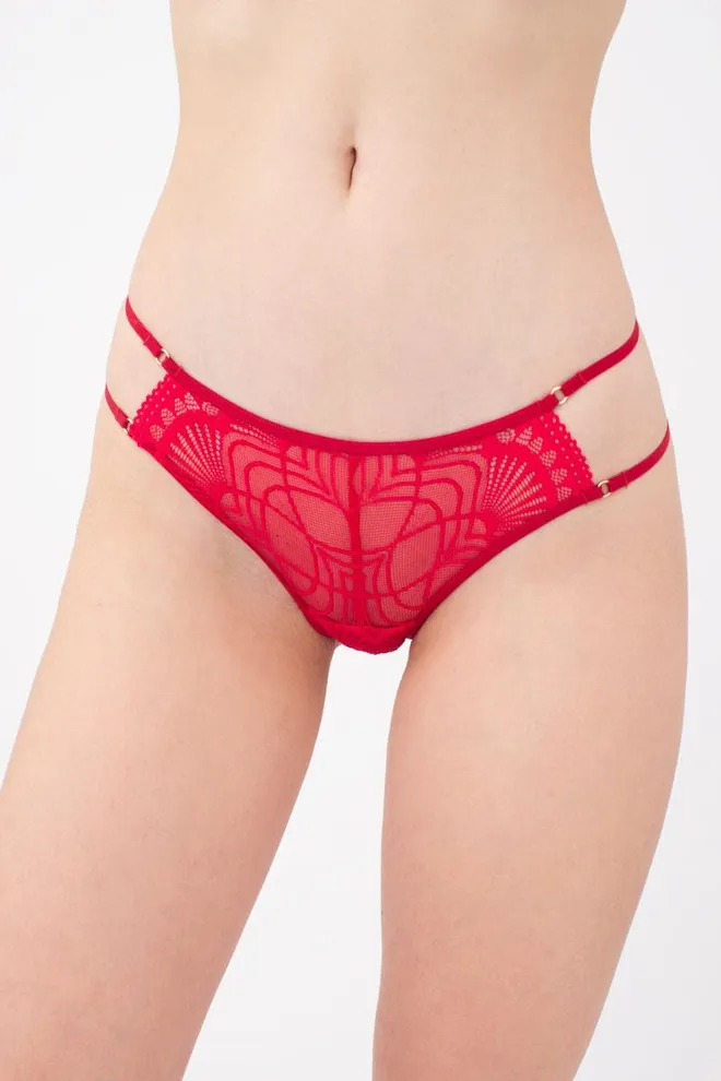 Кружевные трусы бразилиана Xmas lace 2215/31 Giulia (red)