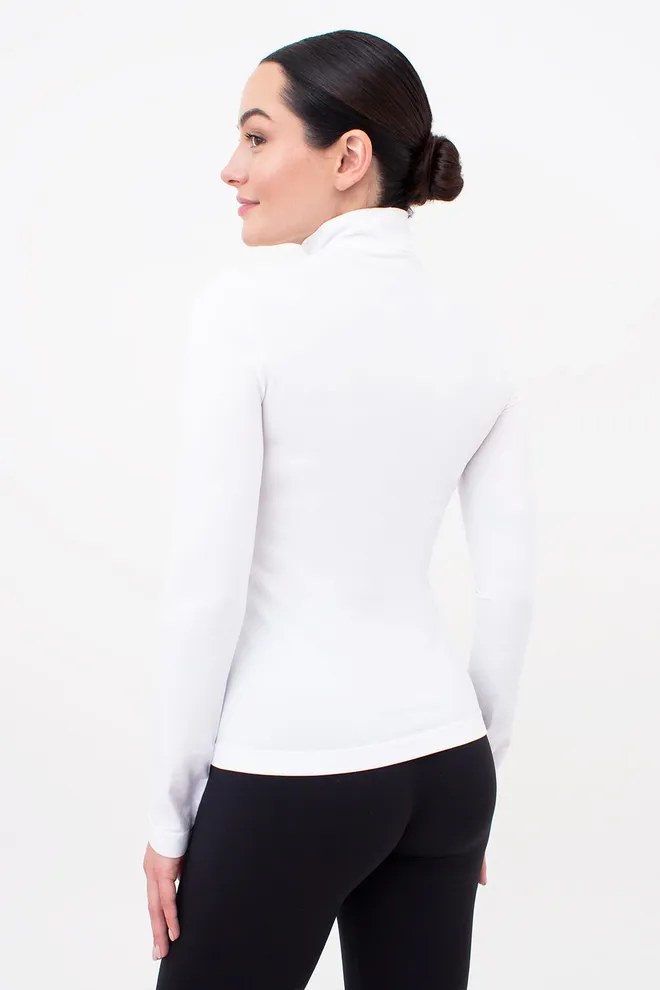 Бесшовный лонгслив с короткой горловиной LONG SLEEVE NECK Giulia (bianco), белый