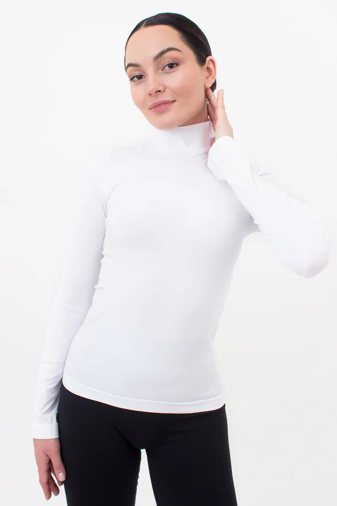 Бесшовный лонгслив с короткой горловиной LONG SLEEVE NECK Giulia (bianco), белый