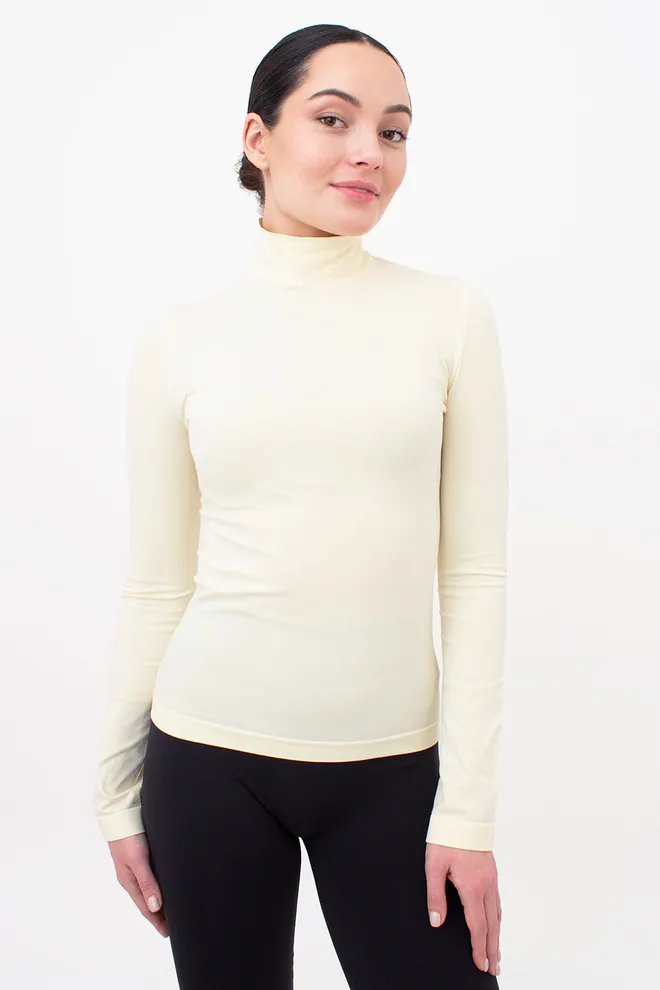 Бесшовный лонгслив с короткой горловиной LONG SLEEVE NECK Giulia (vanilla), желтый