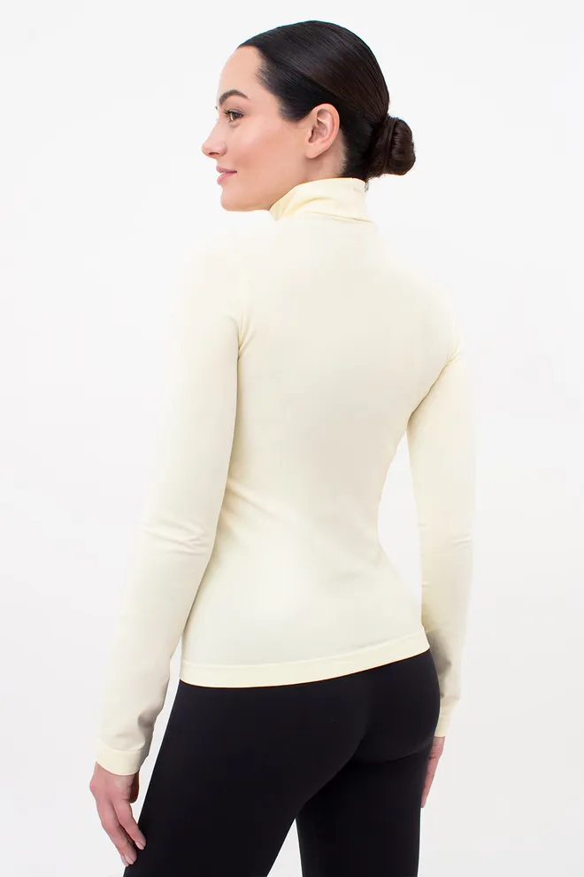 Бесшовный лонгслив с короткой горловиной LONG SLEEVE NECK Giulia (vanilla), желтый