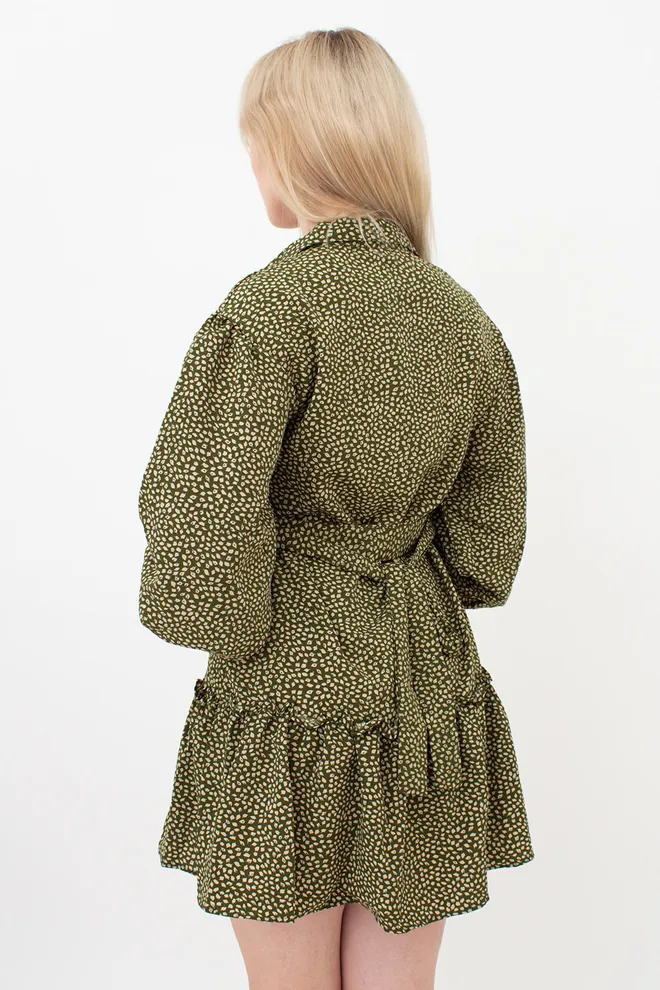 Платье женское с цветочным принтом 6182 (цветной/зеленый)