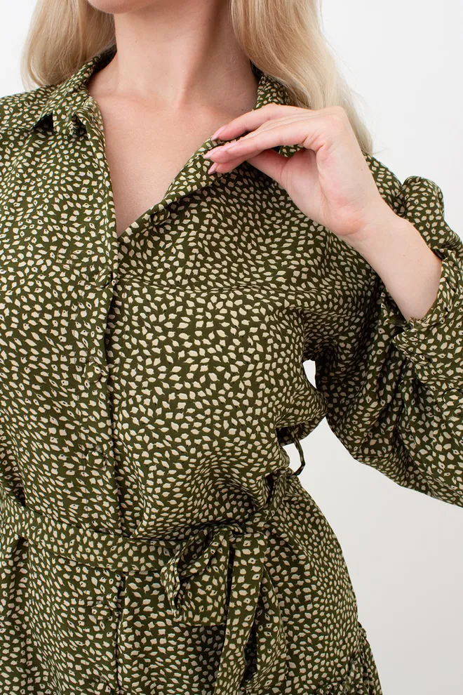 Платье женское с цветочным принтом 6182 (цветной/зеленый)