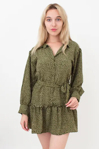 Платье женское с цветочным принтом 6182 (цветной/зеленый)