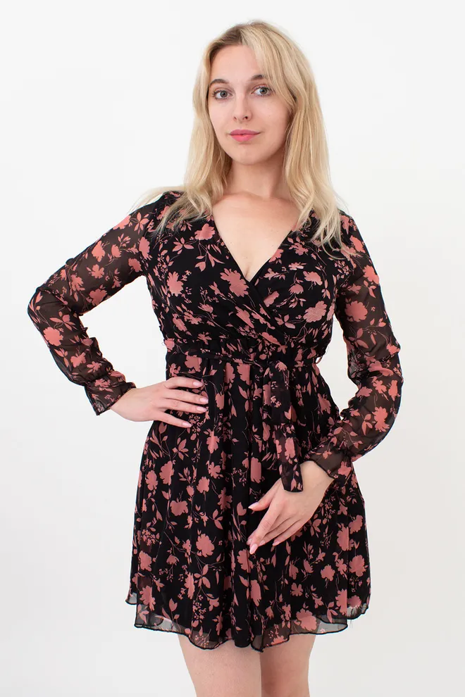 Платье женское из шифона 1467 (цветной/розовый)