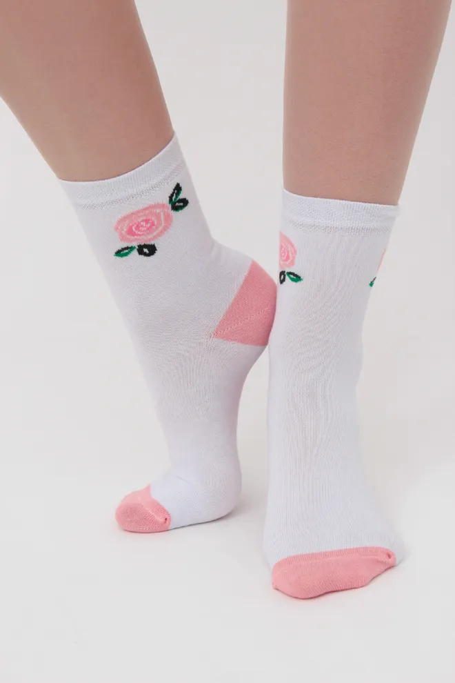 Набор цветных женских носков WS3 SET 8 Giulia  (black/white/geranium) черный/белый/розовый