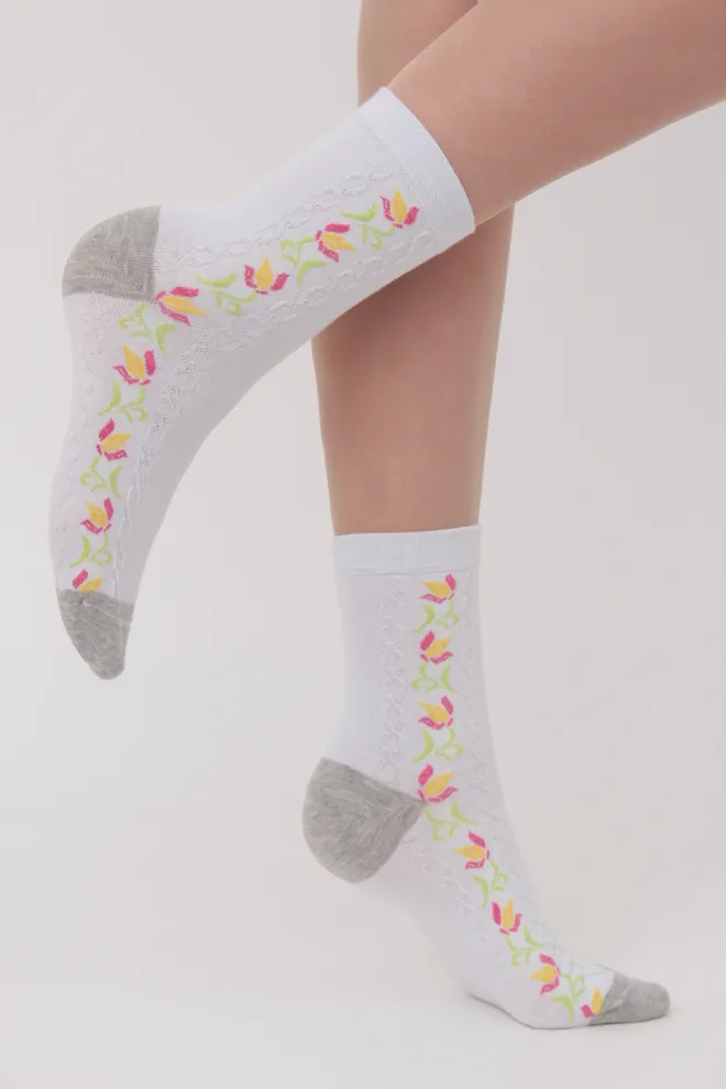 Набор цветных женских носков WS3 SET 9 Giulia (white/silver/iron/silver melange)  белый/серый