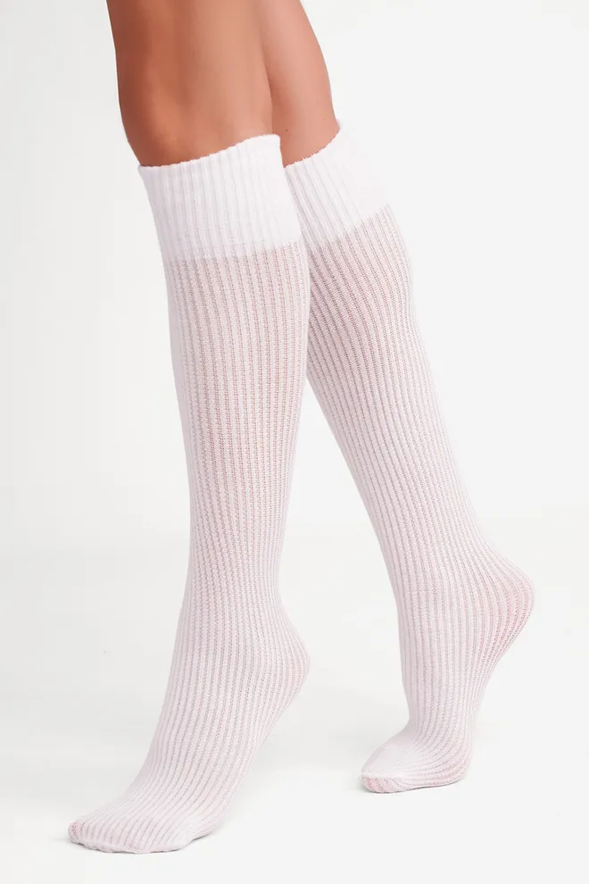 Хлопковые гольфы в рубчик WG1 SHELL 001 Giulia (white), белый