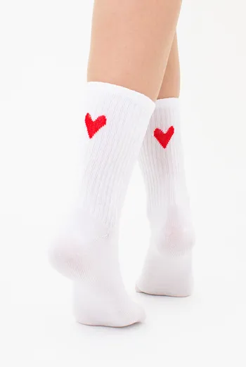 Хлопковые женские носки с сердечком WS3 VALENTINE 2501 Giulia (white), белый Хлопковые женские носки с сердечком WS3 VALENTINE 2501 Giulia (white), белый