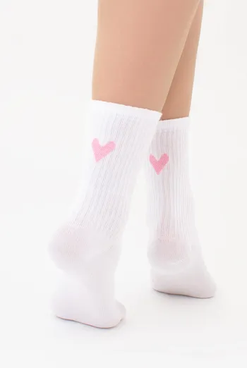 Хлопковые женские носки с сердечком WS3 VALENTINE 2501 Giulia (white/rose), белый Хлопковые женские носки с сердечком WS3 VALENTINE 2501 Giulia (white/rose), белый