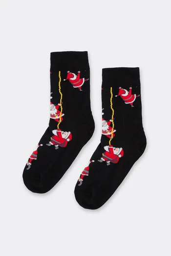 Мужские носки новогодние с Сантами MS3 NEW YEAR 2601 Giulia (black), черный Мужские носки новогодние с Сантами MS3 NEW YEAR 2601 Giulia (black), черный