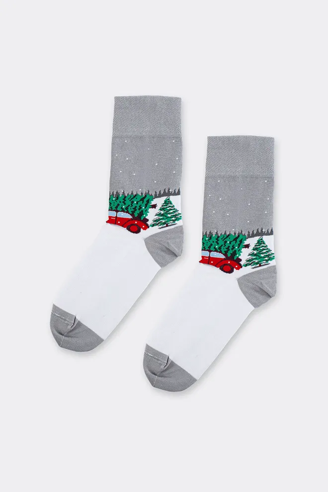 Мужские носки новогодние MS3 NEW YEAR 2602 Giulia (silver), серый