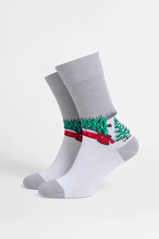 Мужские носки новогодние MS3 NEW YEAR 2602 Giulia (silver), серый