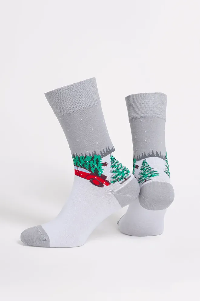 Мужские носки новогодние MS3 NEW YEAR 2602 Giulia (silver), серый