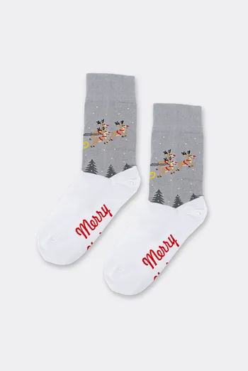 Мужские рождественские носки MS3 NEW YEAR 2606 Giulia (white/silver), серый