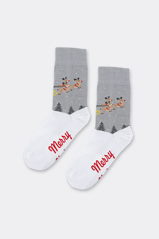 Мужские рождественские носки MS3 NEW YEAR 2606 Giulia (white/silver), серый