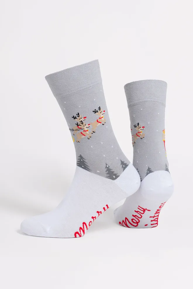 Мужские рождественские носки MS3 NEW YEAR 2606 Giulia (white/silver), серый
