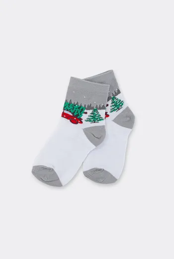 Детские новогодние носки KS3 NEW YEAR 2602 Giulia (silver), серый Детские новогодние носки KS3 NEW YEAR 2602 Giulia (silver), серый