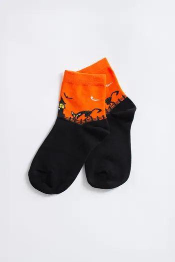 Детские носки с черным котом KS3 HALLOWEEN 2502 Giulia (orange), оранжевый