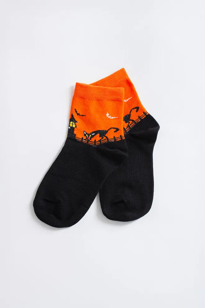 Детские носки с черным котом KS3 HALLOWEEN 2502 Giulia (orange), оранжевый