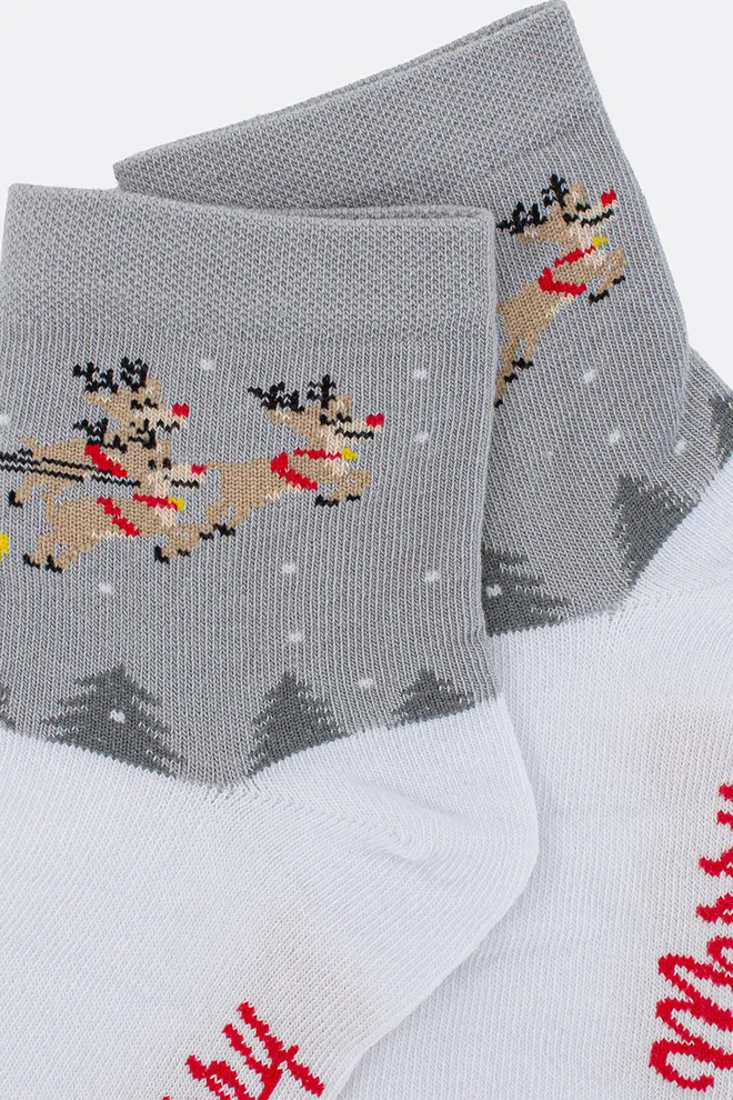 Детские новогодние носки KS3 NEW YEAR 2606 Giulia (white/silver), белый/серый