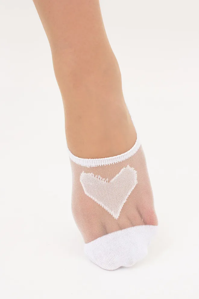 Підслідники з прозорою вставкою та сердечком WF1 CRISTAL 004 Giulia (white), білий