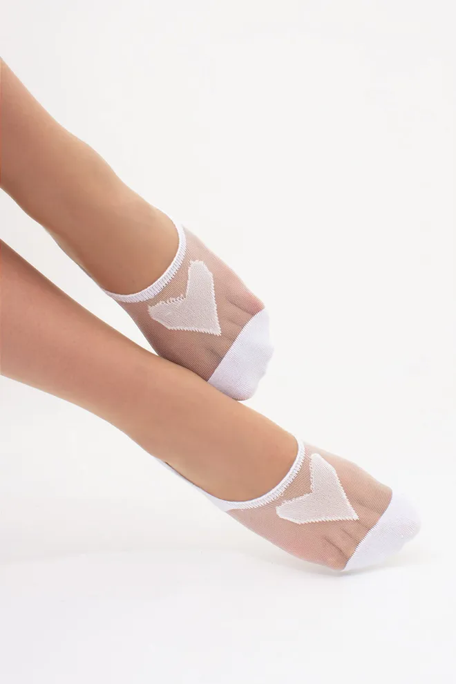 Підслідники з прозорою вставкою та сердечком WF1 CRISTAL 004 Giulia (white), білий