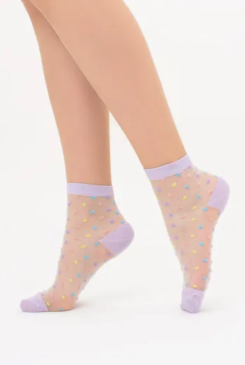Прозрачные женские носки в горошек WS2 CRISTAL 075 Giulia (lilac), фиолетовый Прозрачные женские носки в горошек WS2 CRISTAL 075 Giulia (lilac), фиолетовый