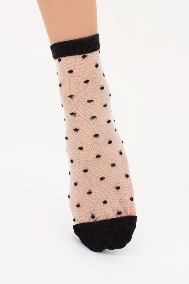 Прозрачные женские носки в горошек WS2 CRISTAL 077 Giulia (nero), черный