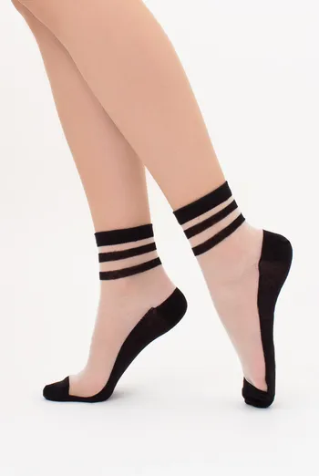 Прозрачные женские носки с полосками WS2 CRISTAL 073 Giulia (black), черный Прозрачные женские носки с полосками WS2 CRISTAL 073 Giulia (black), черный