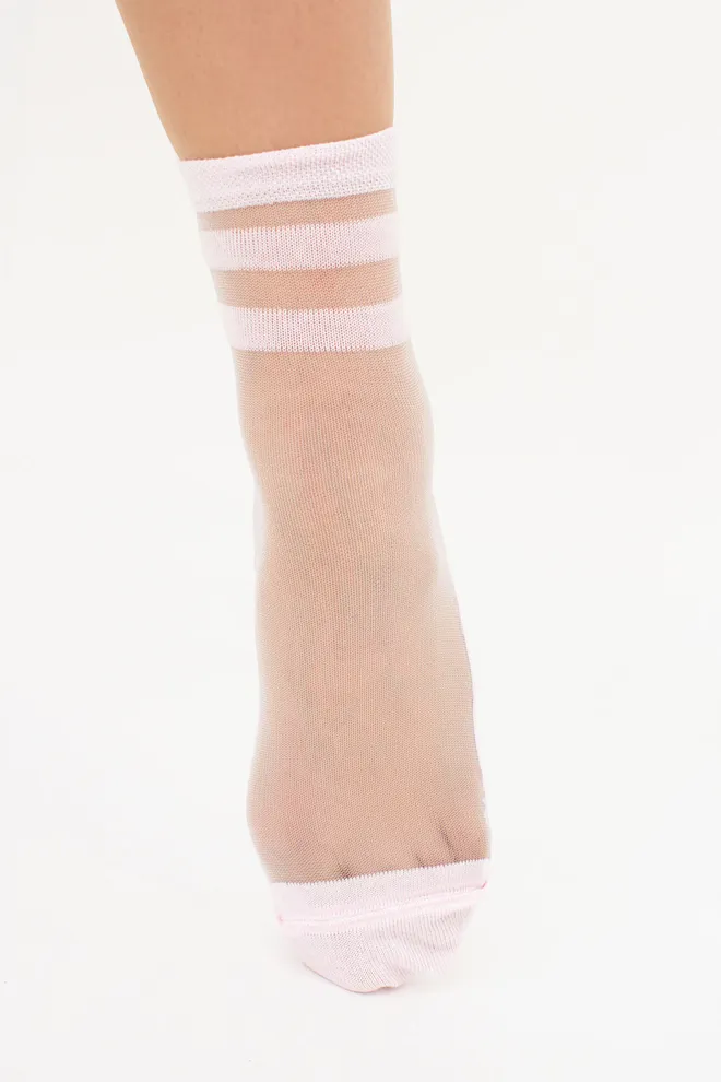 Прозорі жіночі шкарпетки зі смужками WS2 CRISTAL 073 Giulia (blushing bride), рожевий