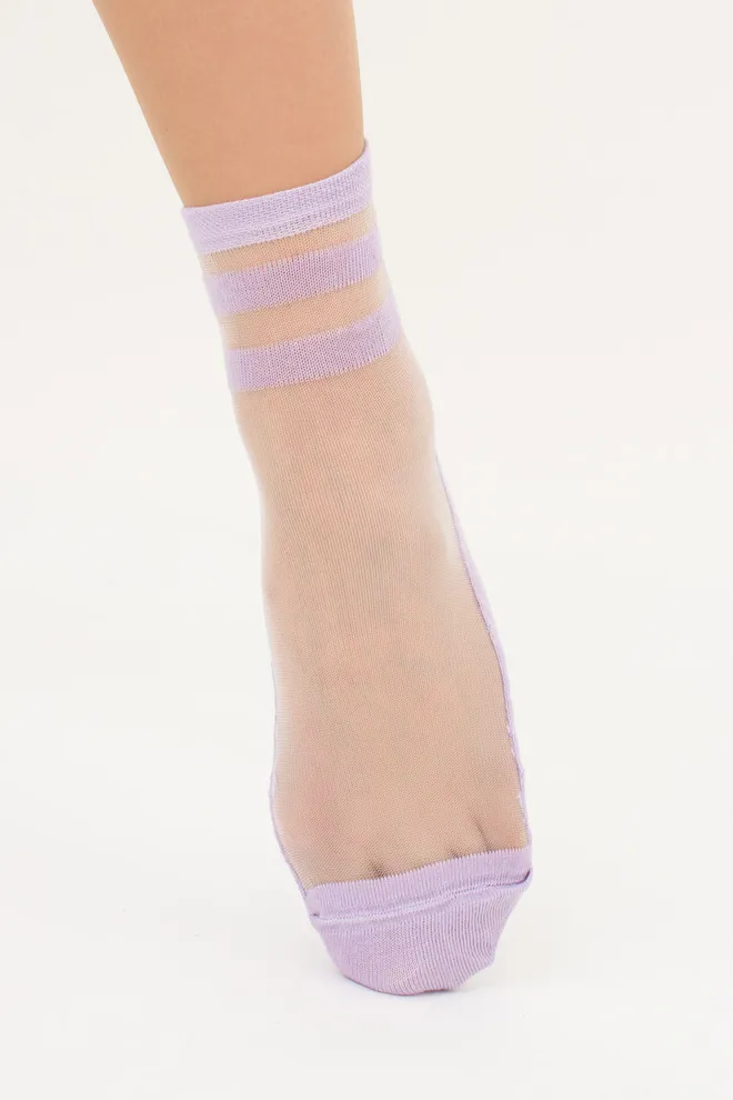 Прозрачные женские носки с полосками WS2 CRISTAL 073 Giulia (lilac), фиолетовый