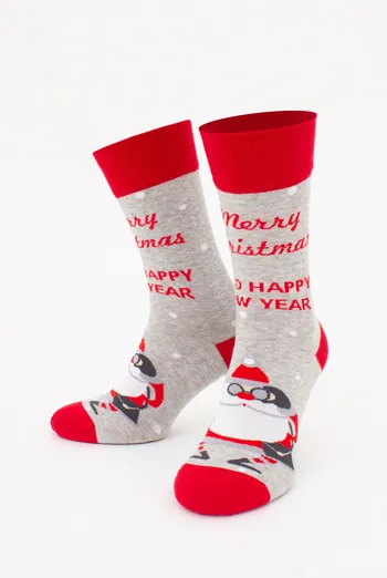 Носки мужские классические новогодние MS3 NEW YEAR (F) 2404 Giulia (silver melange), серый