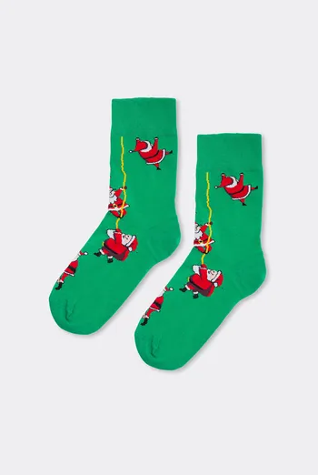 Мужские носки новогодние с Сантами MS3 NEW YEAR 2601 Giulia (green), зеленый Мужские носки новогодние с Сантами MS3 NEW YEAR 2601 Giulia (green), зеленый