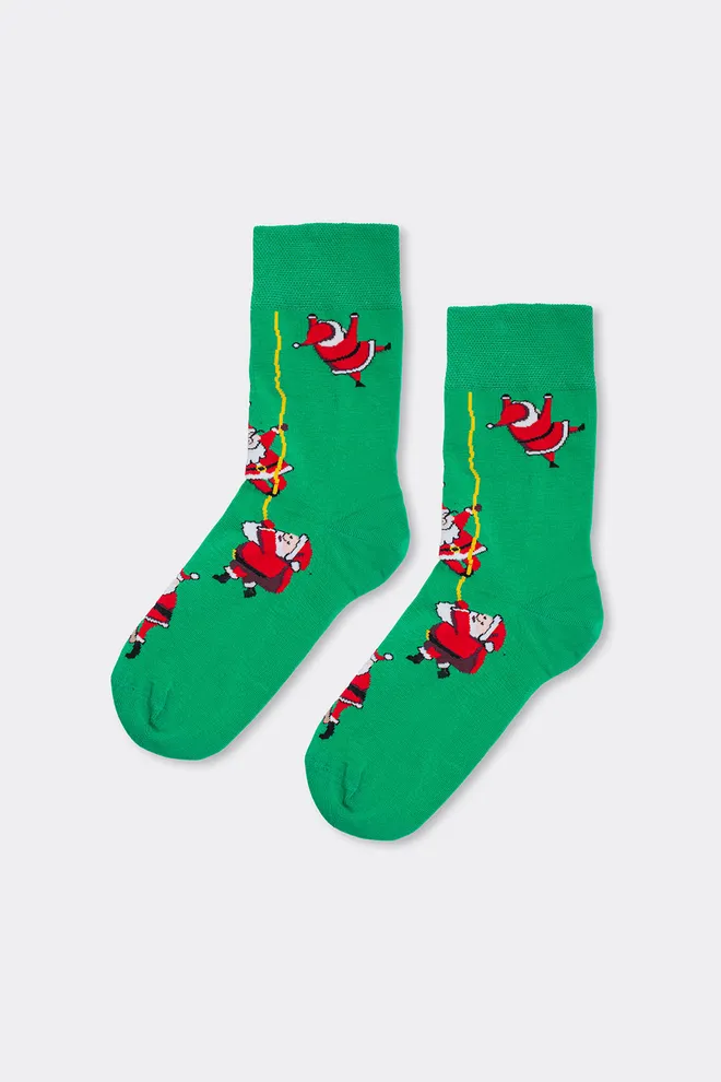 Чоловічі шкарпетки новорічні з Сантами MS3 NEW YEAR 2601 Giulia (green), зелений