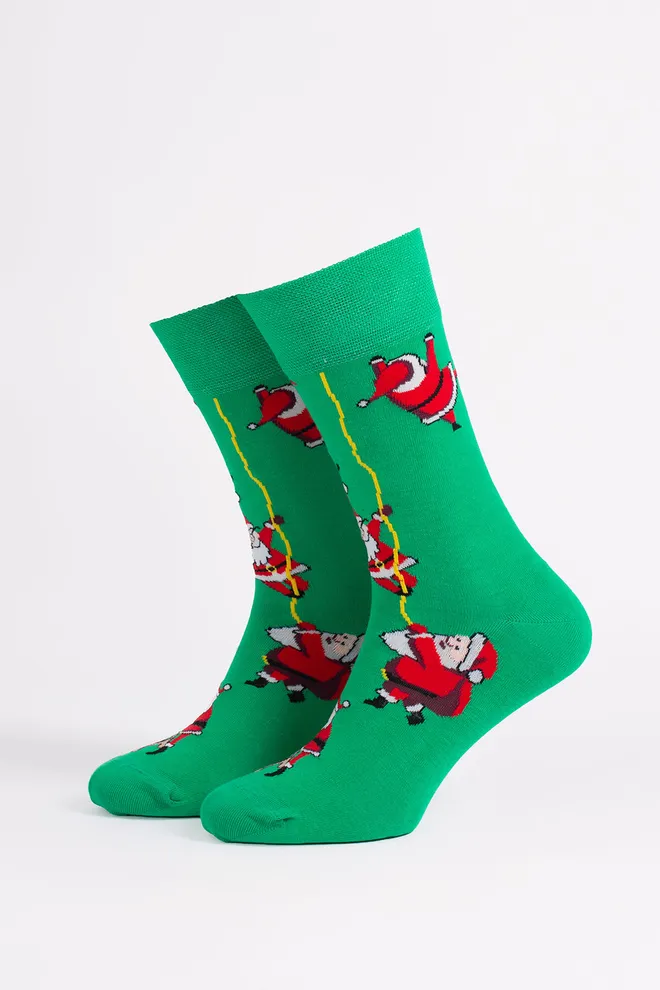 Чоловічі шкарпетки новорічні з Сантами MS3 NEW YEAR 2601 Giulia (green), зелений
